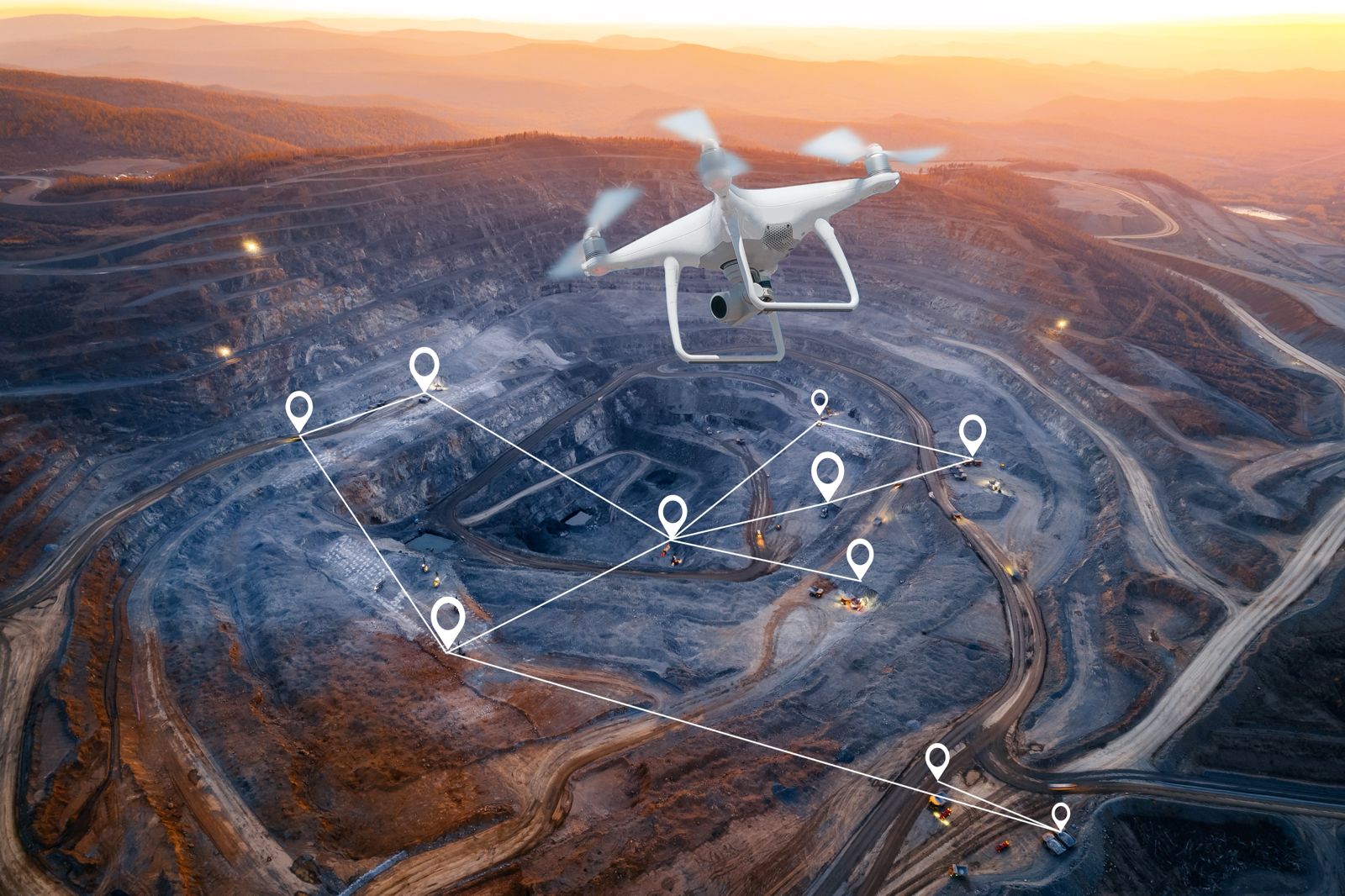 Drone-based monitoring of open-pit mine with digital tracking points